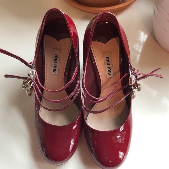 Miu Miu Burgundy Prada Crystal Heels - Picture 4 of 6